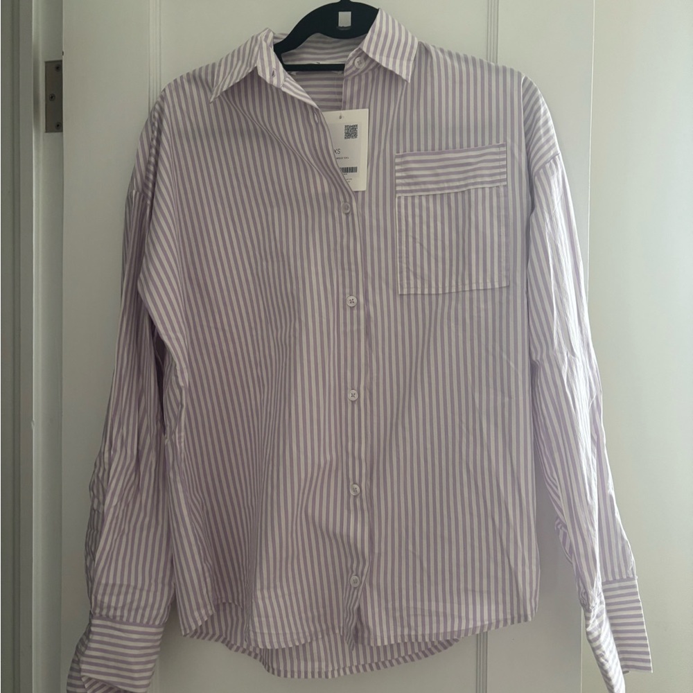 OAK and FORT NWT lavender striped button up shirt